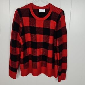 Old Navy Red & Black Buffalo Plaid Crew Neck Sweater Wmns XL